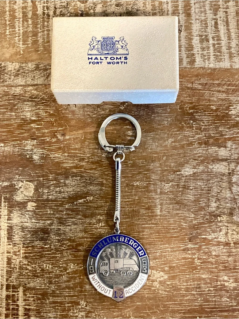1963 Schlumberger Oil Keychain Sterling Silver Pendant Haltom’s Fort Worth